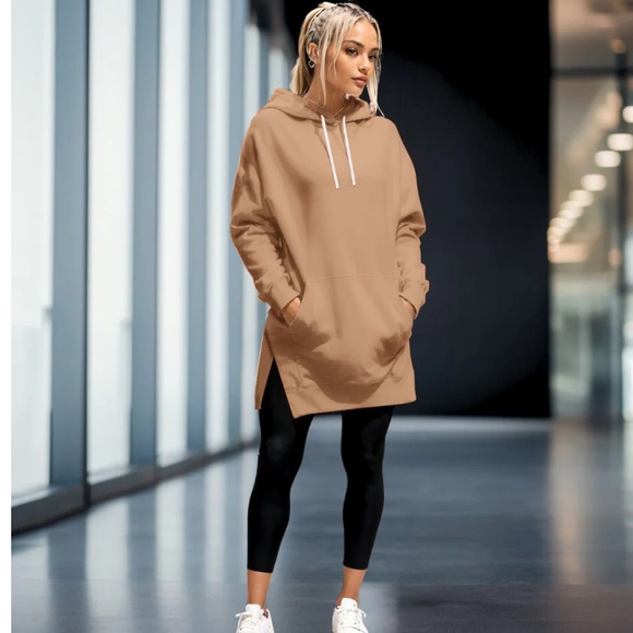 the WARMY OVERSIZED HOODIE DRESS - Color Gray ONLY - Size M - Picture 2 of 6